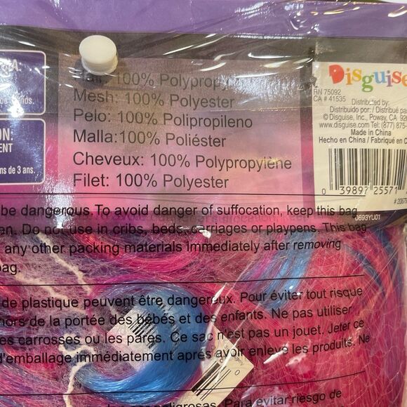 Disney Audrey Descendants 3 Child Wig Pink Blue OS Halloween Disguise NIP - Picture 6 of 6